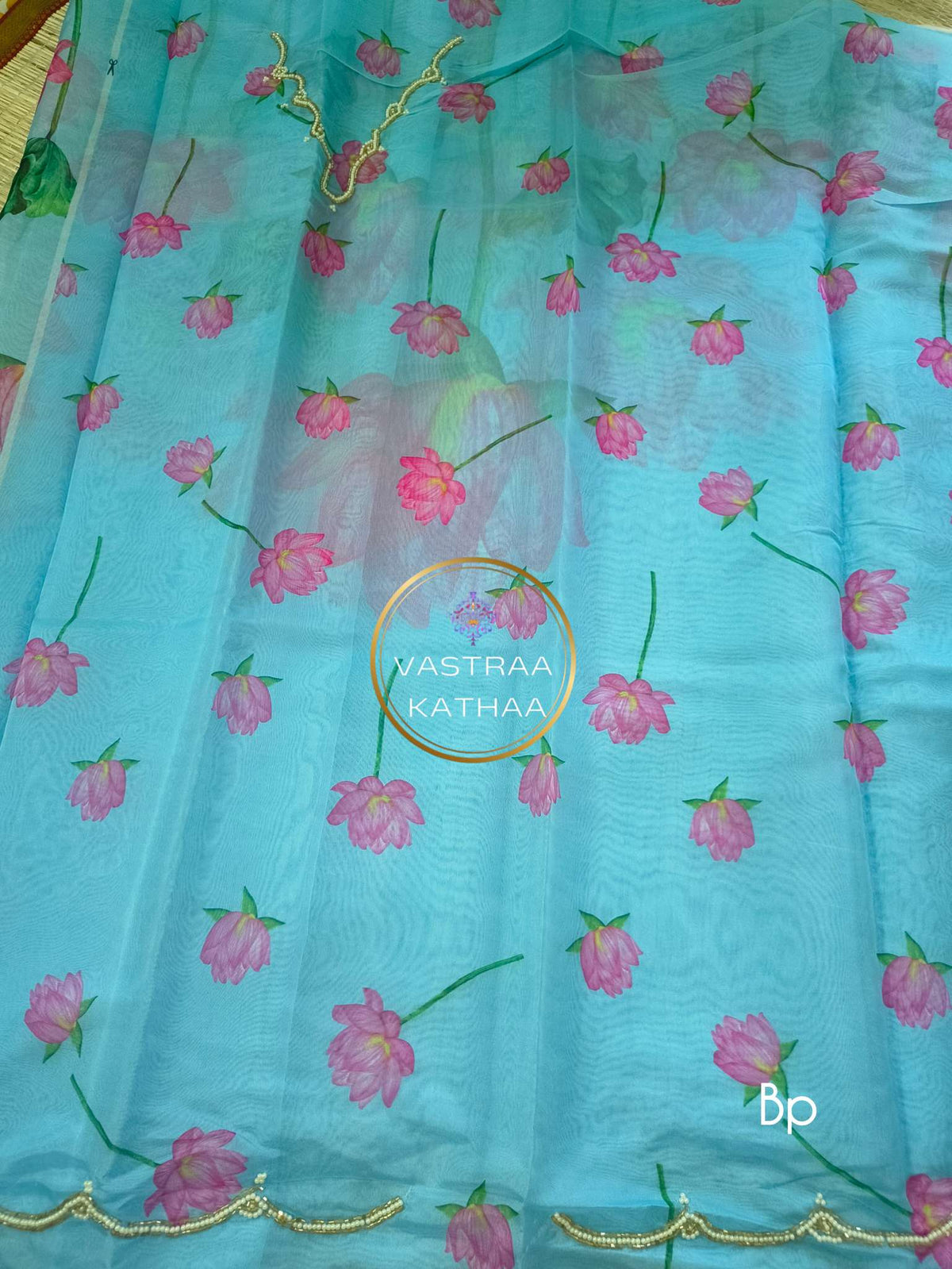 Organza saree - Blue