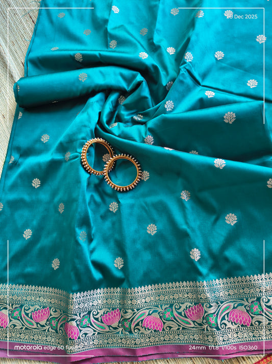 Teal Banarasi Soft Silk