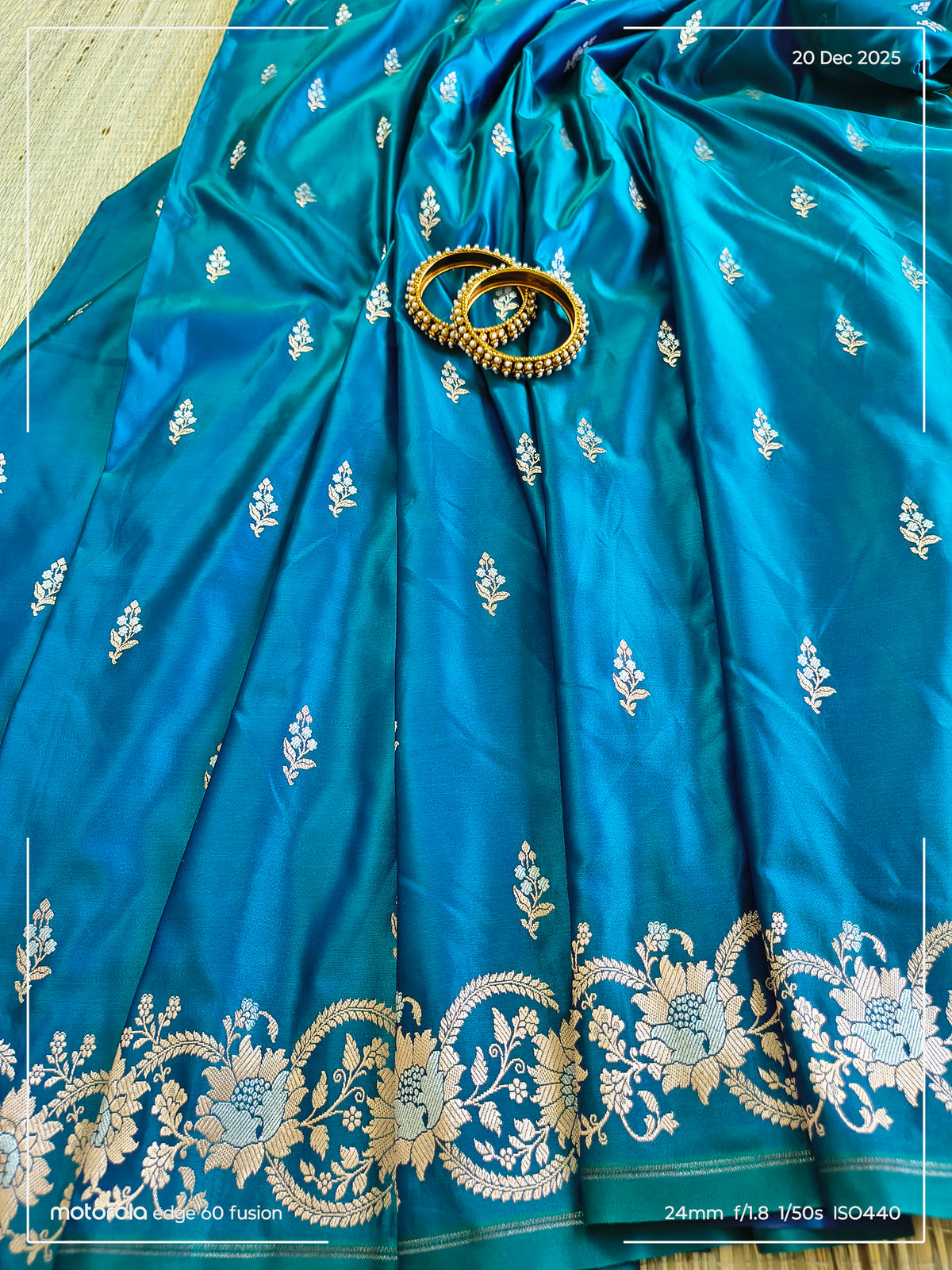 Teal Mashru Silk