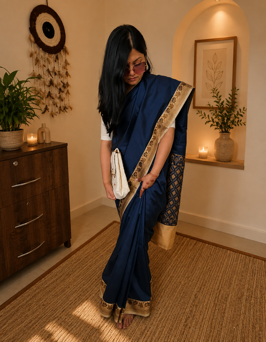 Navy blue Soft Silk