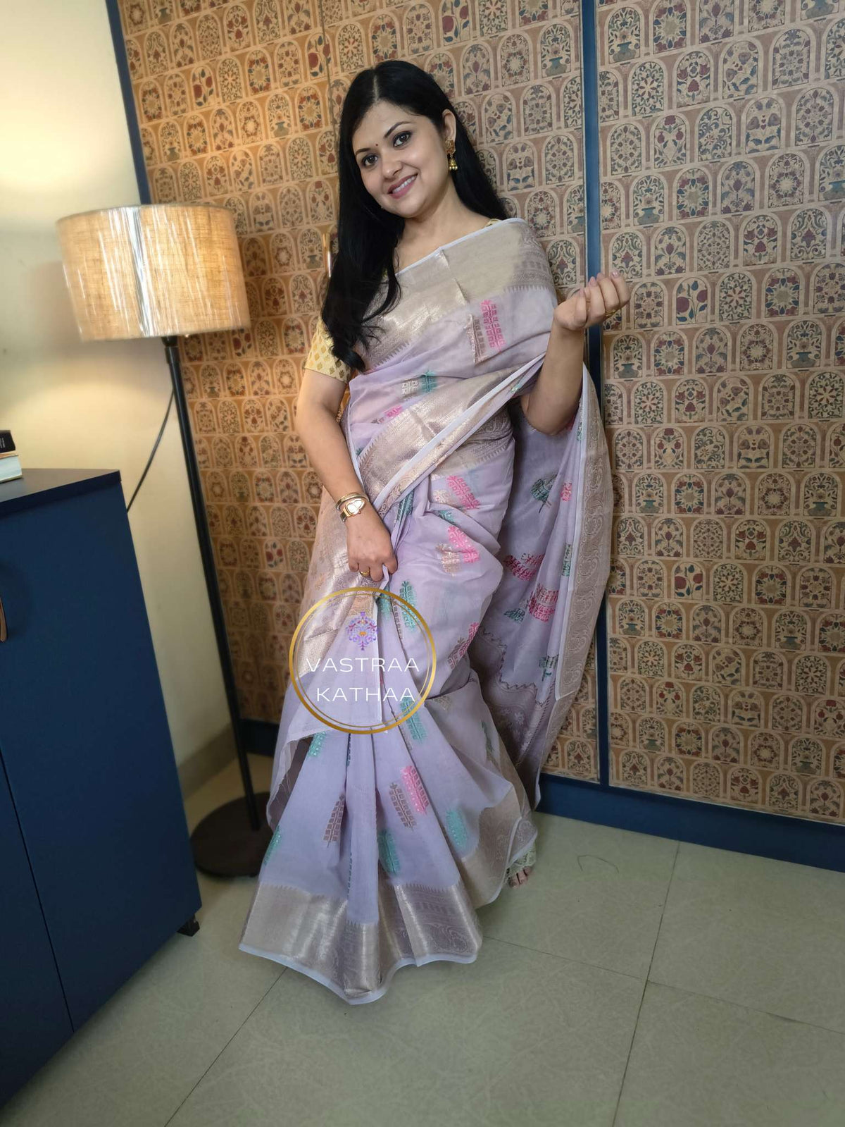 Munga Cotton Banarasi - Lavendar