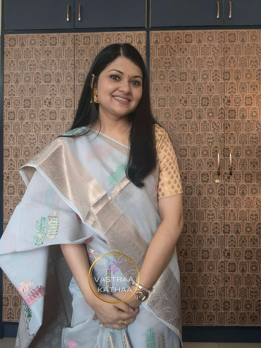 Munga Cotton Banarasi - Grey
