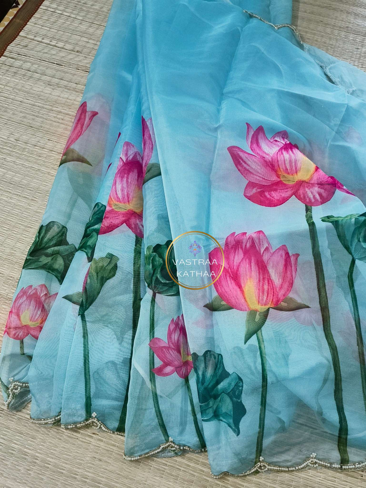 Organza saree - Blue