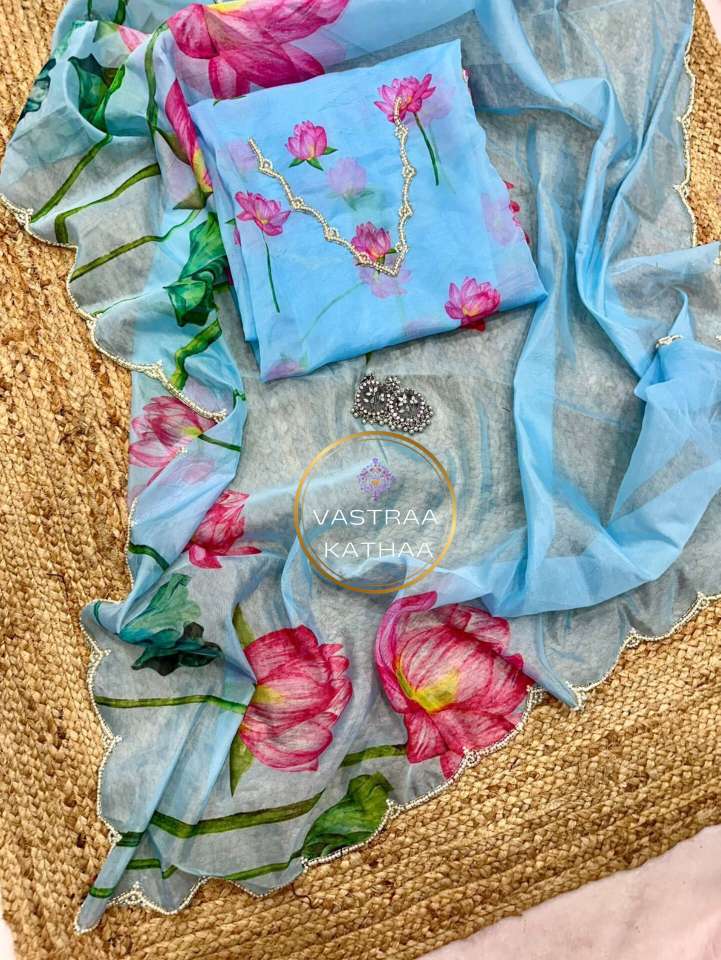 Organza saree - Blue