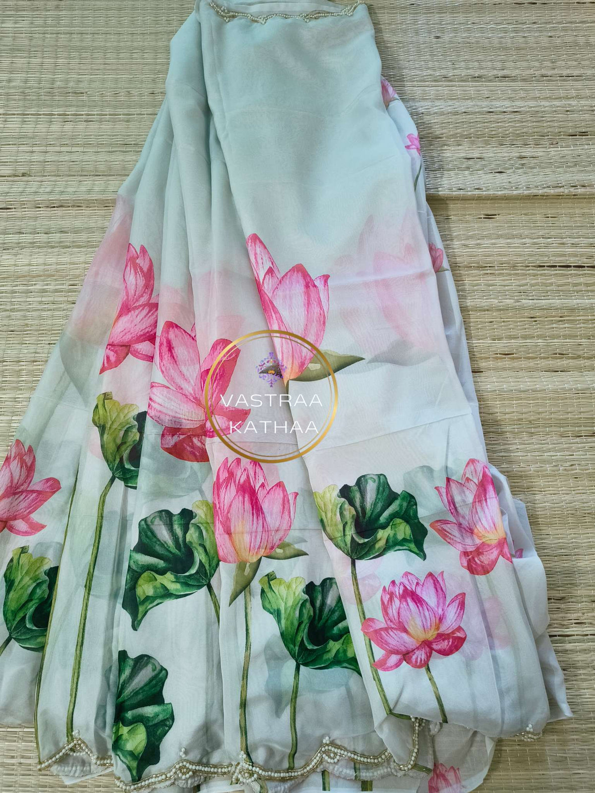 Organza saree - Pastel grey