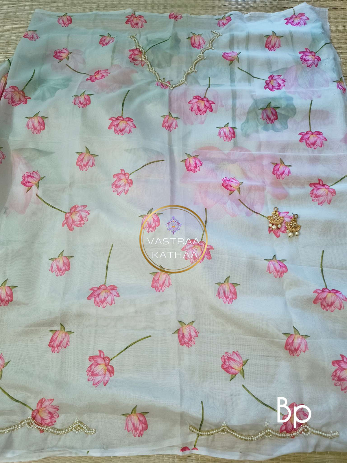 Organza saree - Pastel grey