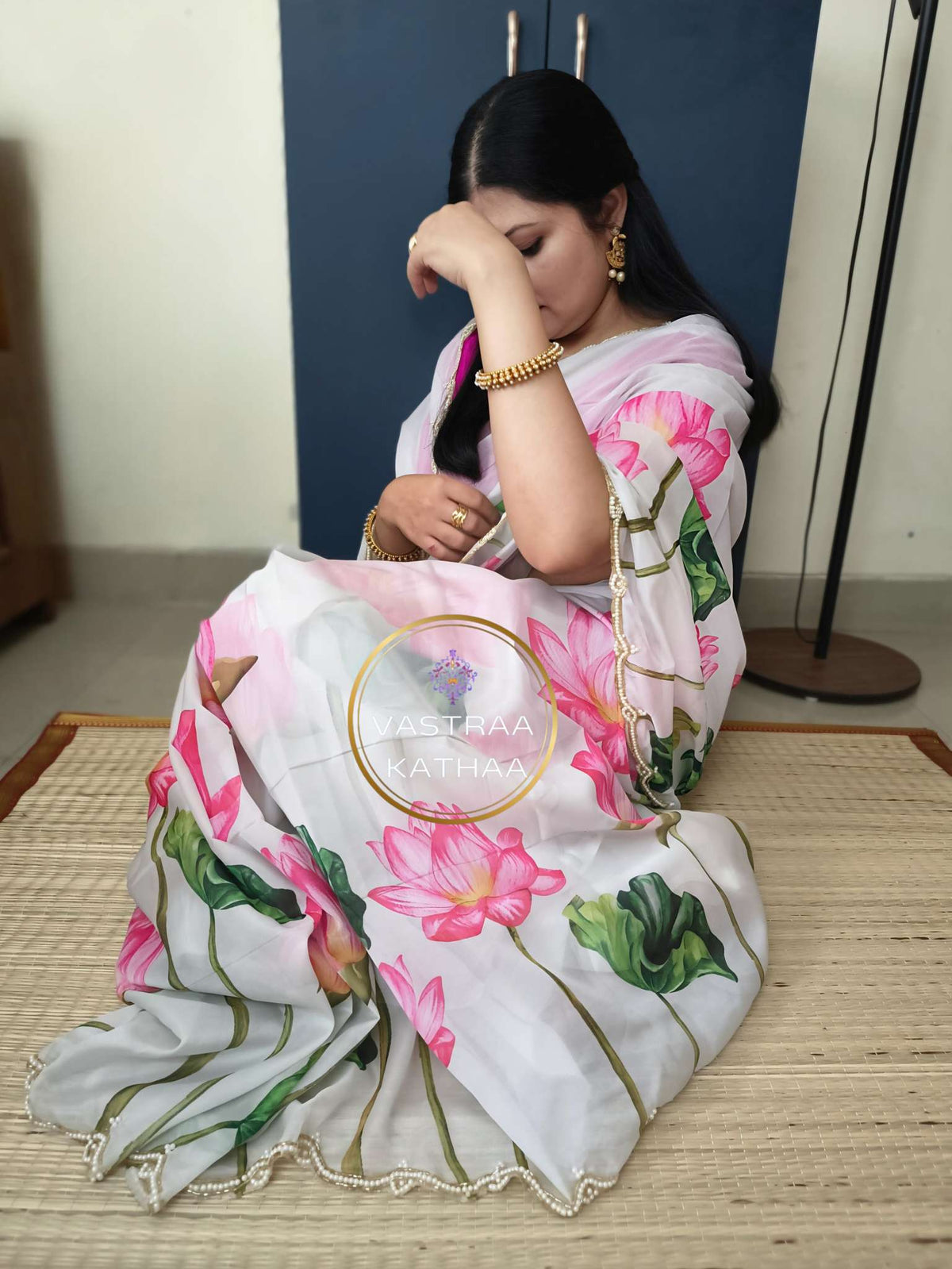 Organza saree - Pastel grey