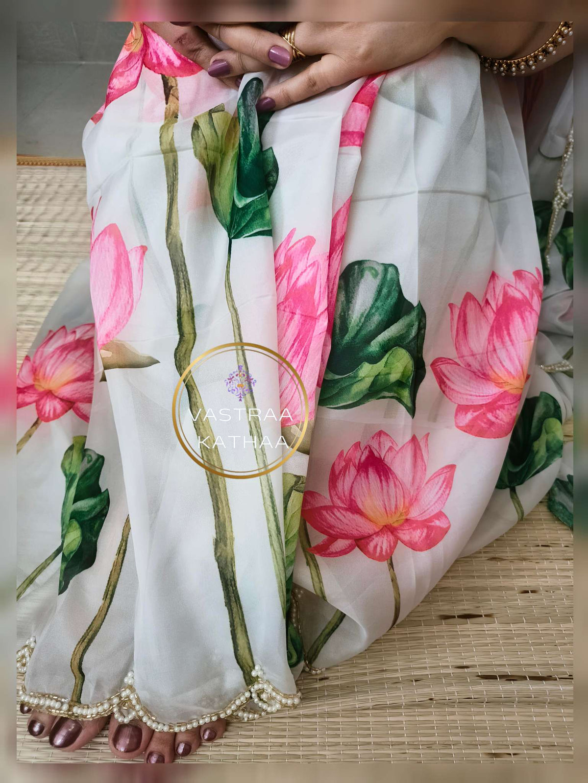 Organza saree - Pastel grey