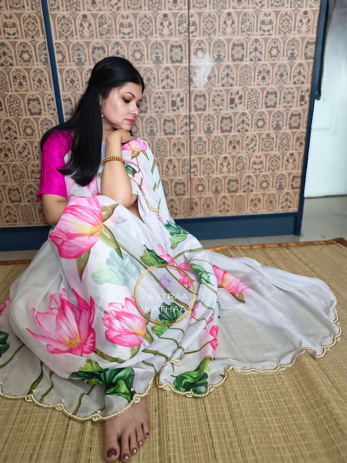 Organza saree - Pastel grey
