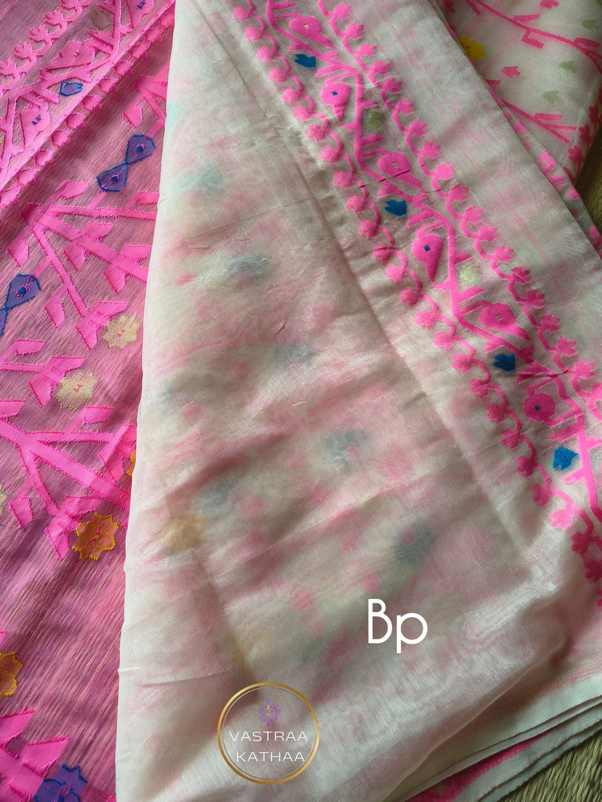 Resham Jamdani - Pink n Ivory