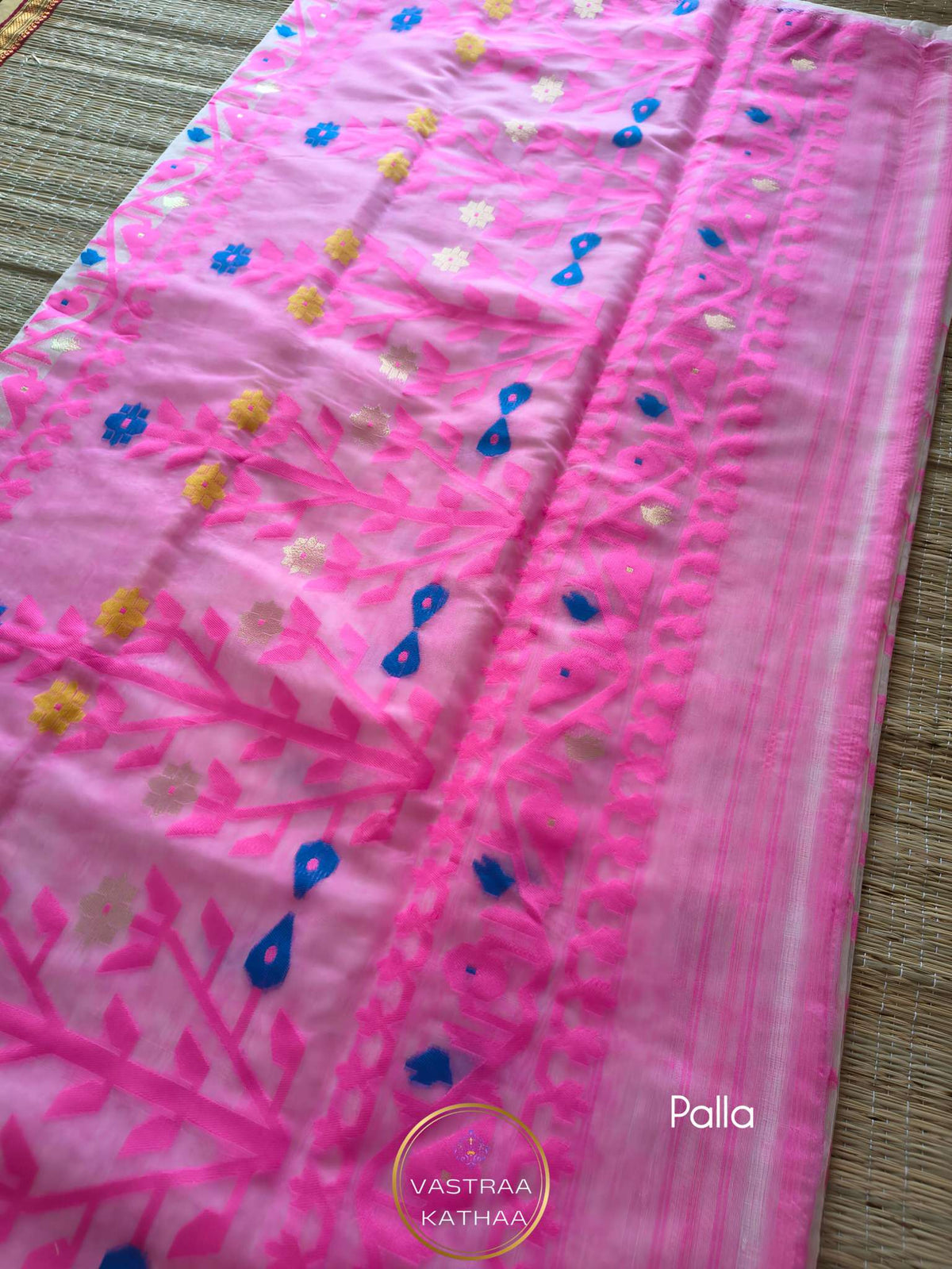 Resham Jamdani - Pink n Ivory