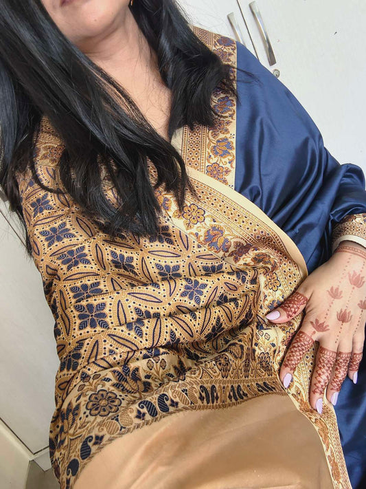Navy blue Soft Silk