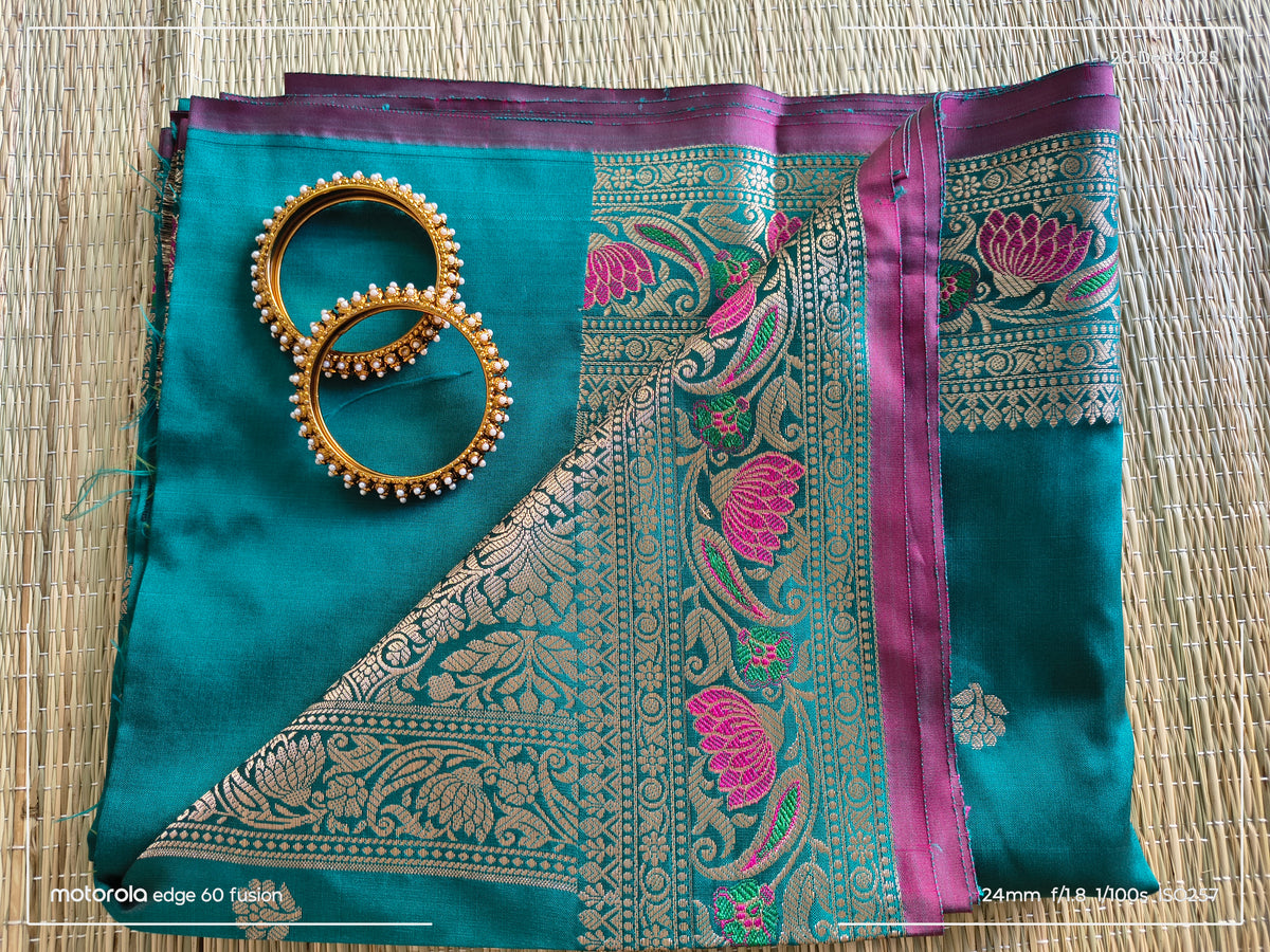 Teal Banarasi Soft Silk