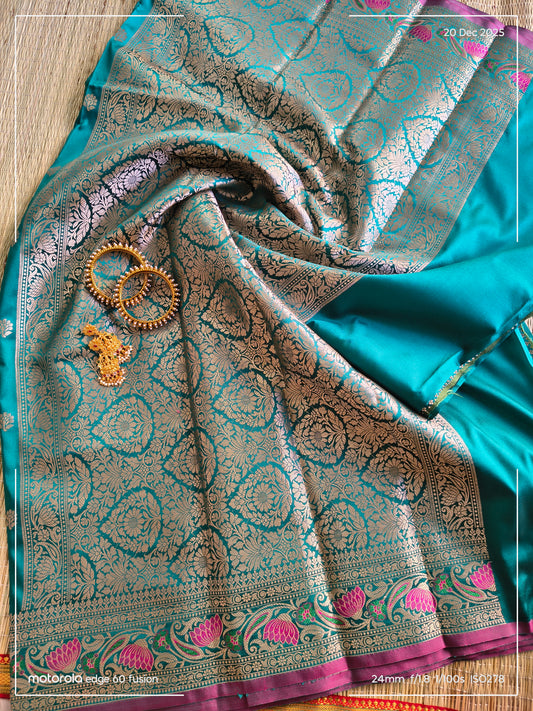 Teal Banarasi Soft Silk