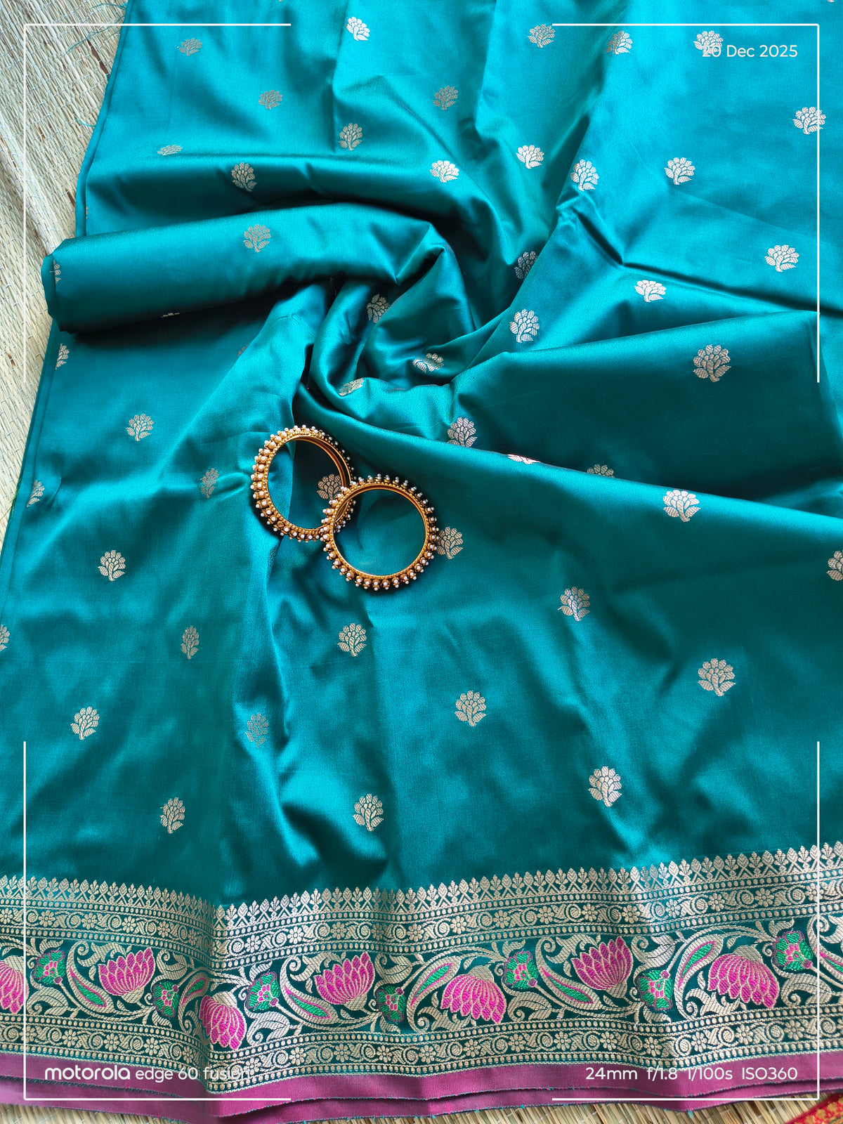 Teal Banarasi Soft Silk