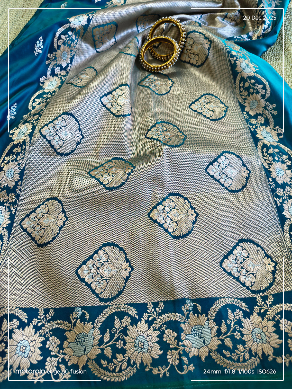 Teal Mashru Silk