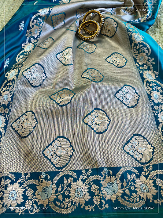 Teal Mashru Silk
